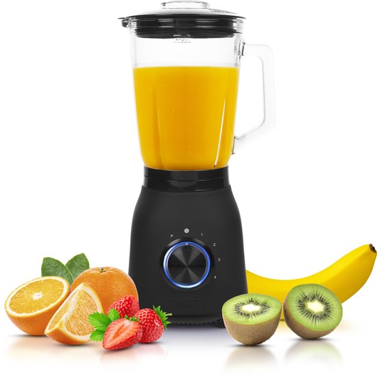 Princess 212092 Black Steel Blender 1000 - 4 Snelheden – Krachtig 1000W - 1.5 L